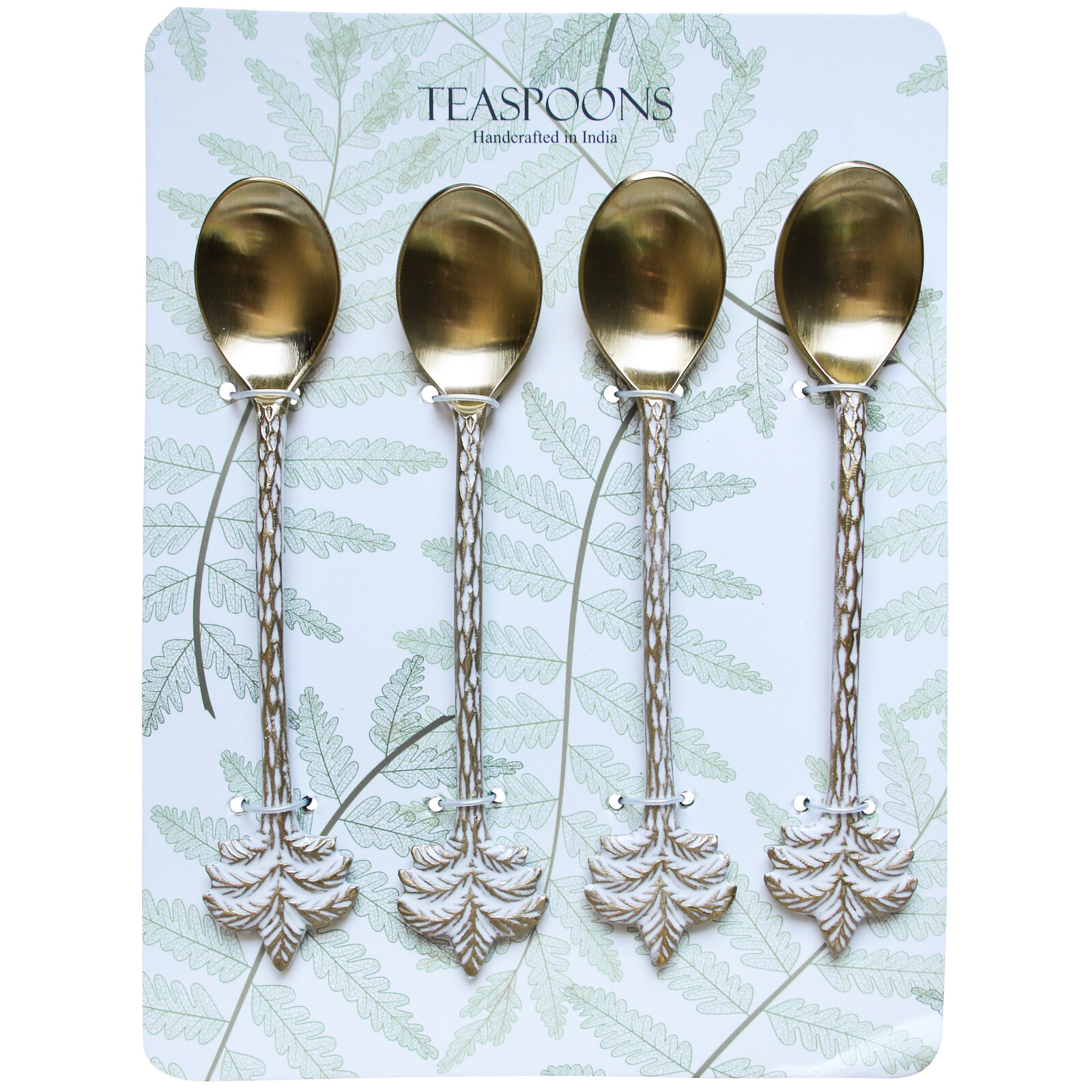 Palm Tree Spoons White/brass S/4 Buy Wholesale Homewares And Giftware