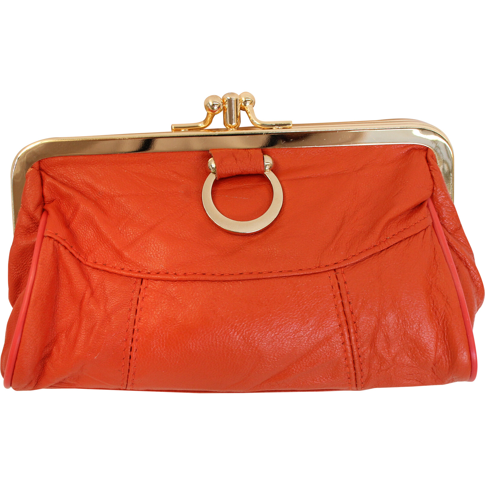 leather orange purse